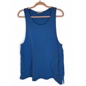 LaBiz Blue Sleeveless Pocket Tank with Pockets Women S